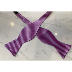 Ted Baker Silk Bow Tie Bowtie Hot Pink Stripe Self Tie